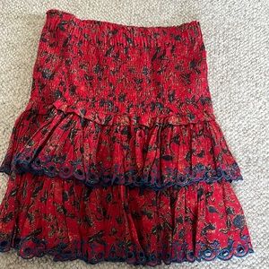 Red and blue ruched Isabel Marant Etoile skirt